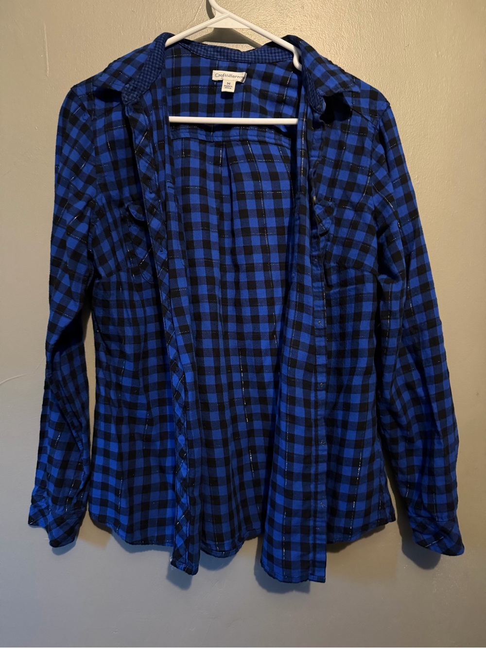 croft & barrow Blue and Black Plaid Jean Jacket